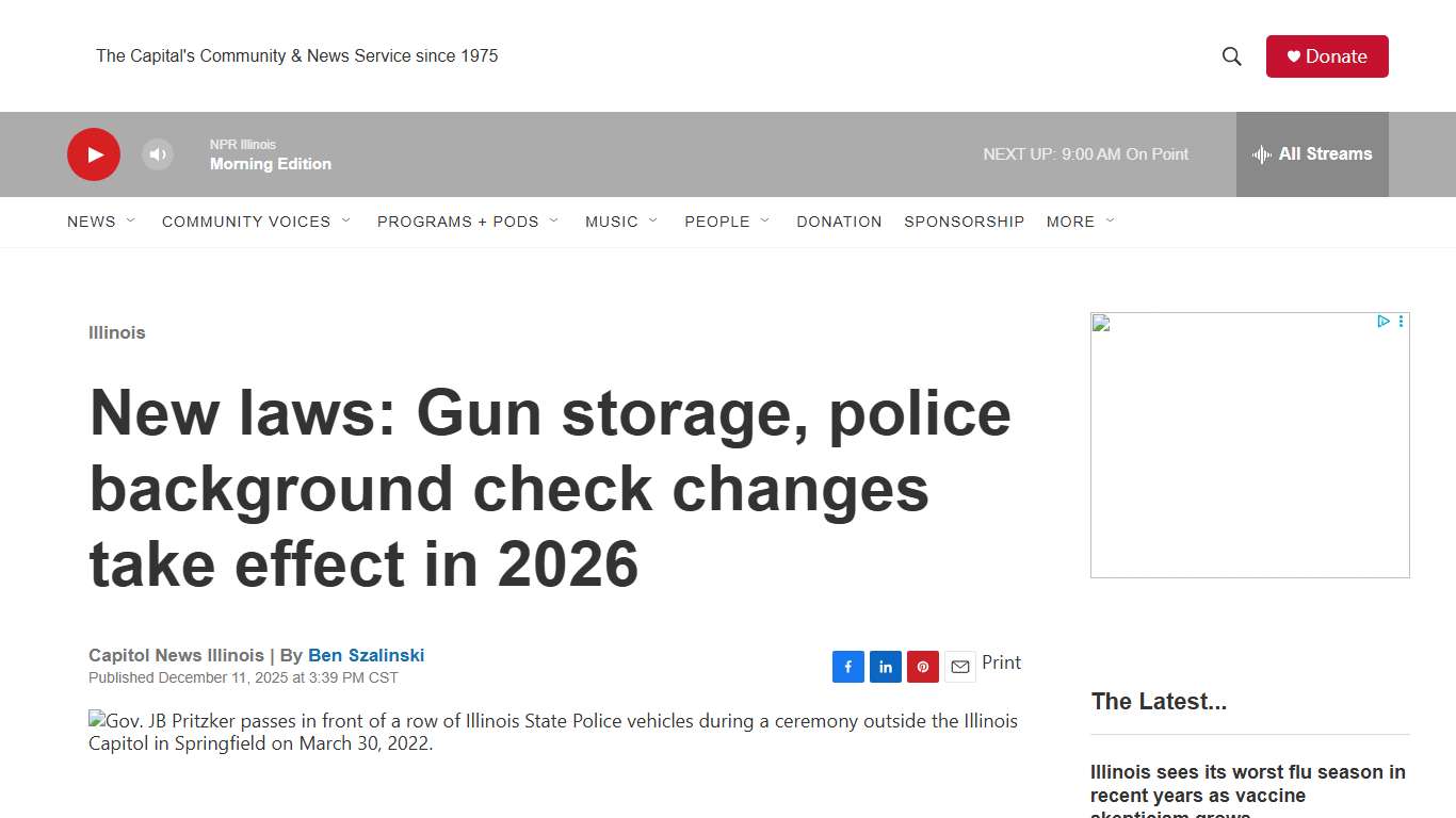 New laws: Gun storage, police background check changes take effect in 2026 NPR Illinois