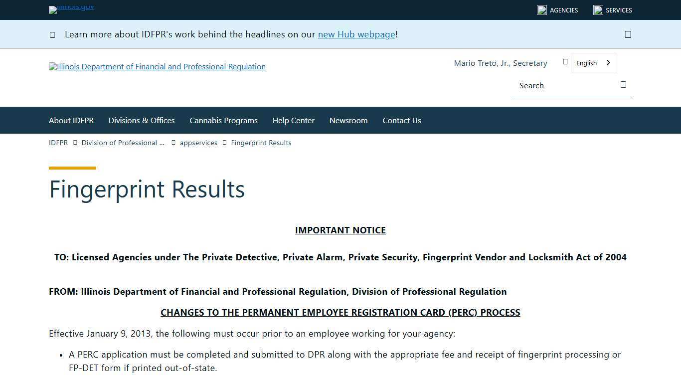 IDFPR Fingerprint Results