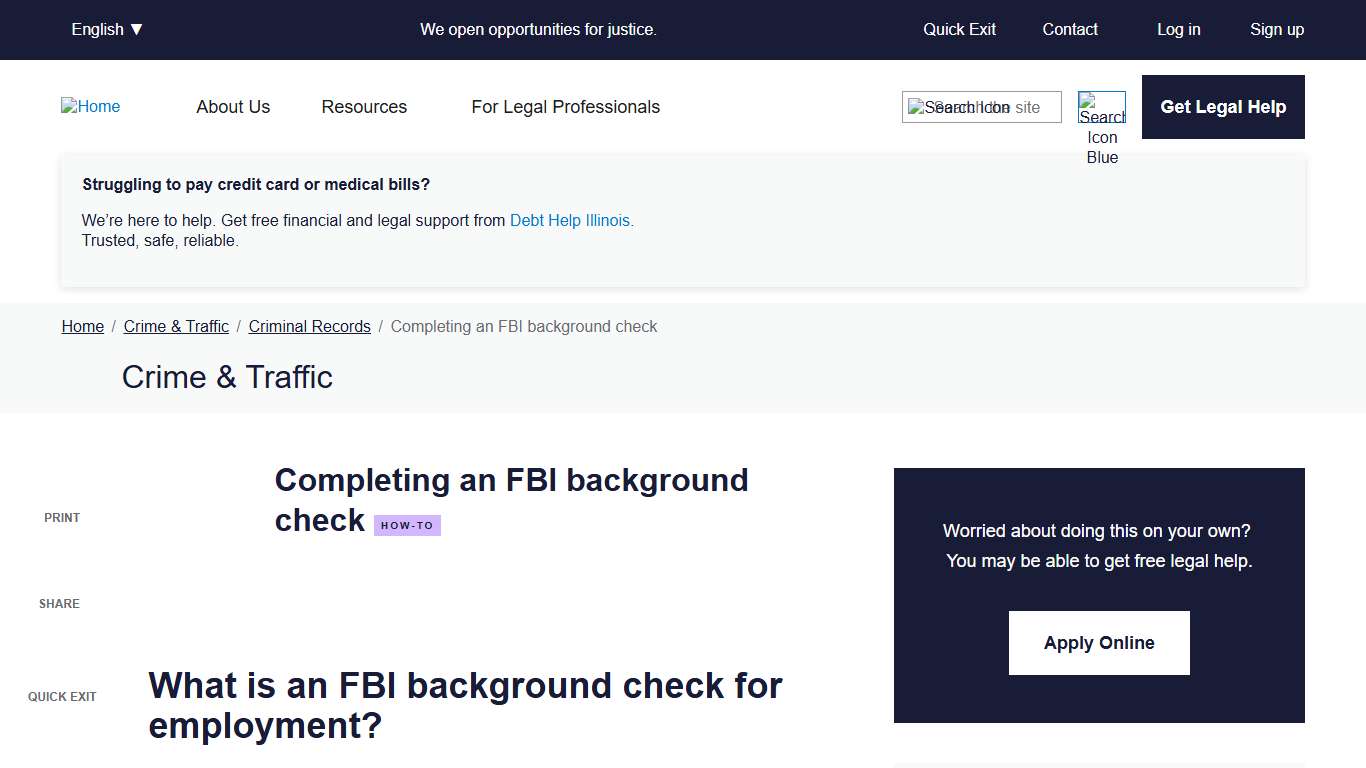 Completing an FBI background check Illinois Legal Aid Online